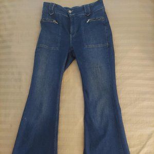 Free People Layla Dark Wash High Waist Wide Leg Flare Jeans